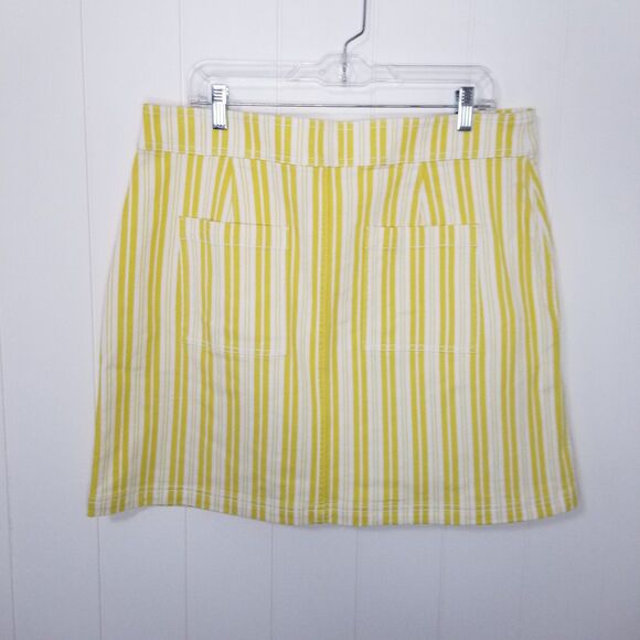 LOFT Skirt Women's Size 14 Striped Yellow White Pockets New - Picture 5 of 9